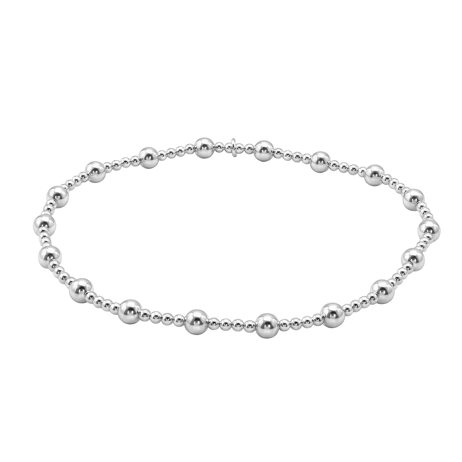 Close Out Deal - Sterling Silver Stretchable Beaded Bracelet (Size - 7)
