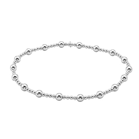 Close Out Deal - Sterling Silver Stretchable Beaded Bracelet (Size - 7)