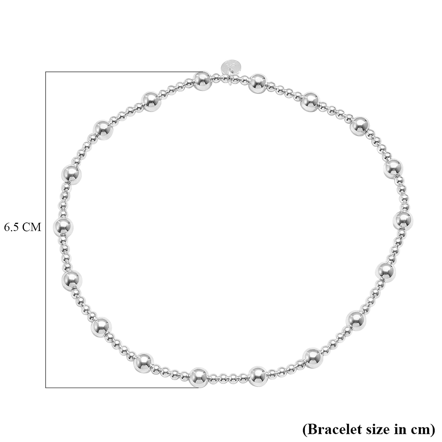 Close Out Deal - Sterling Silver Stretchable Beaded Bracelet (Size - 7)