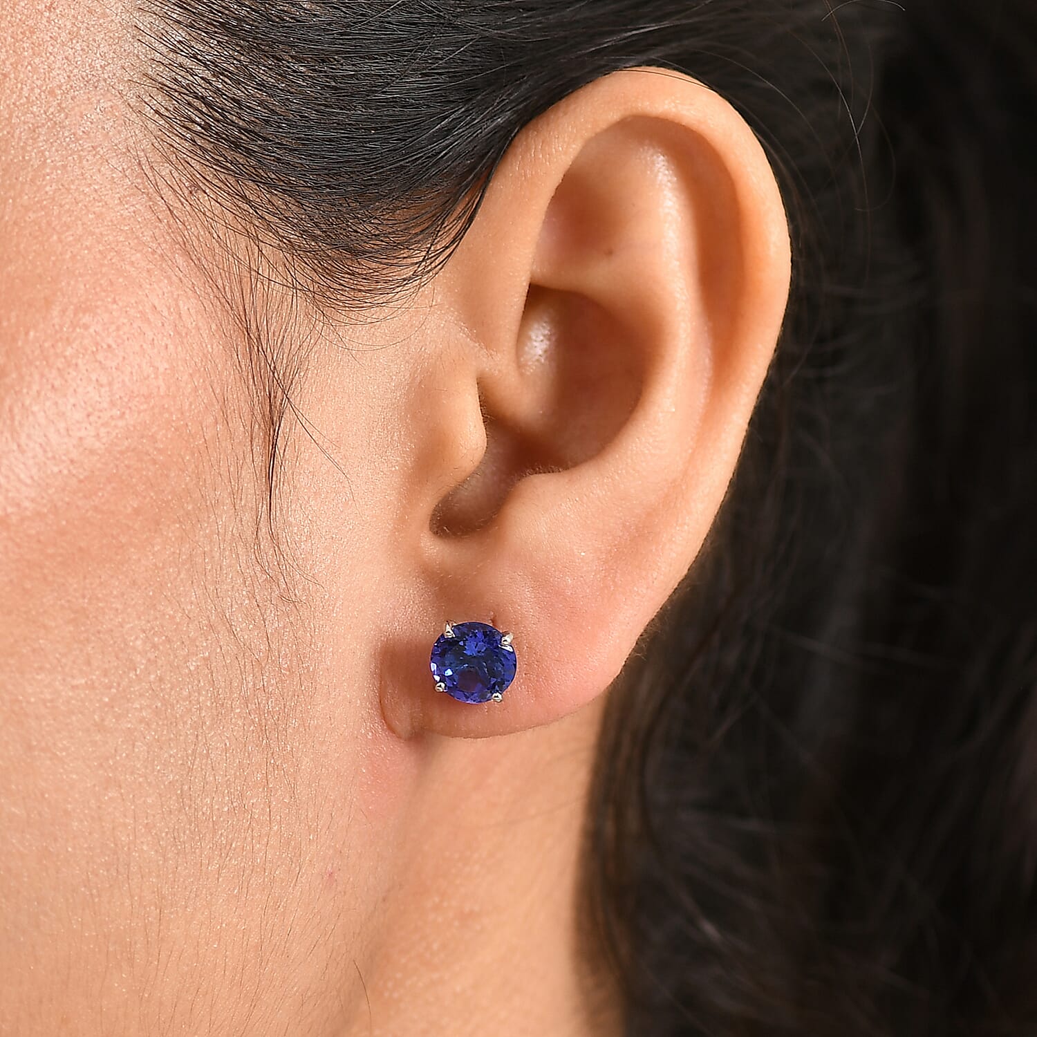 RHAPSODY 950 Platinum AAAA Tanzanite Solitaire Stud Earring with Screw Back 4.00 Cts