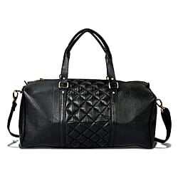 Valisserie 100% Genuine Leather Quilted Luggage Duffle Bag with Handle Drop - Navy