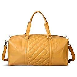 Valisserie 100% Genuine Leather Quilted Luggage Duffle Bag with Handle Drop - Navy