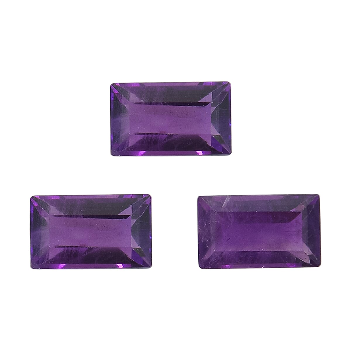 Set Of 3 African Amethyst Baguette 5X3 mm Gemstone, 0.78 Ct