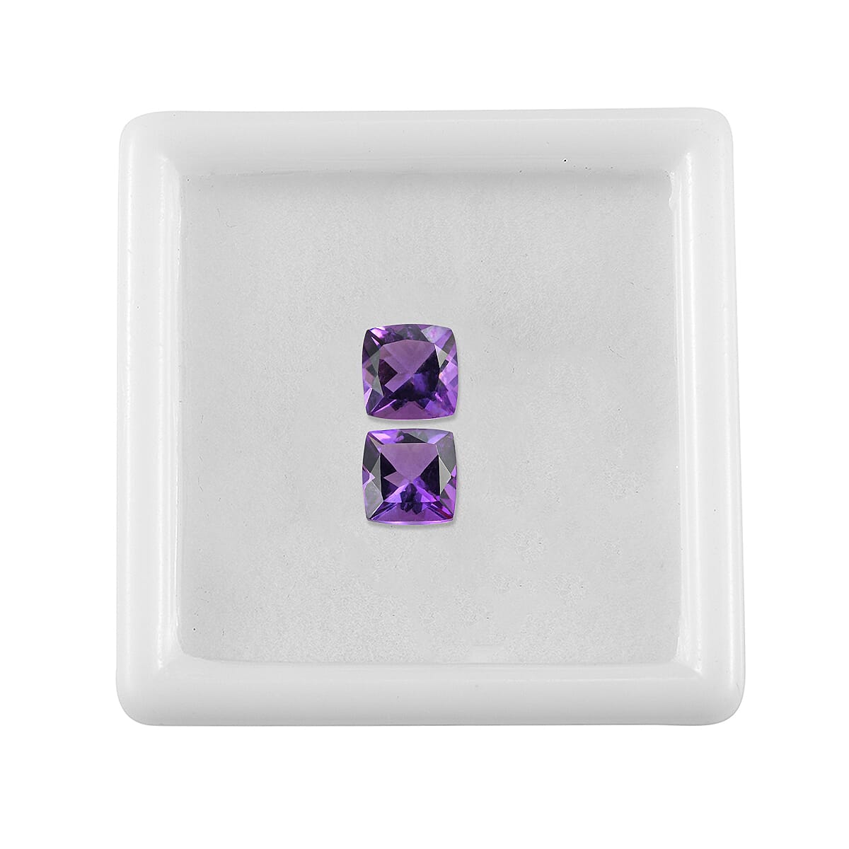 Set Of 2 African Amethyst Cushion Cut 5X5 mm Gemstone, 1.12 Ct