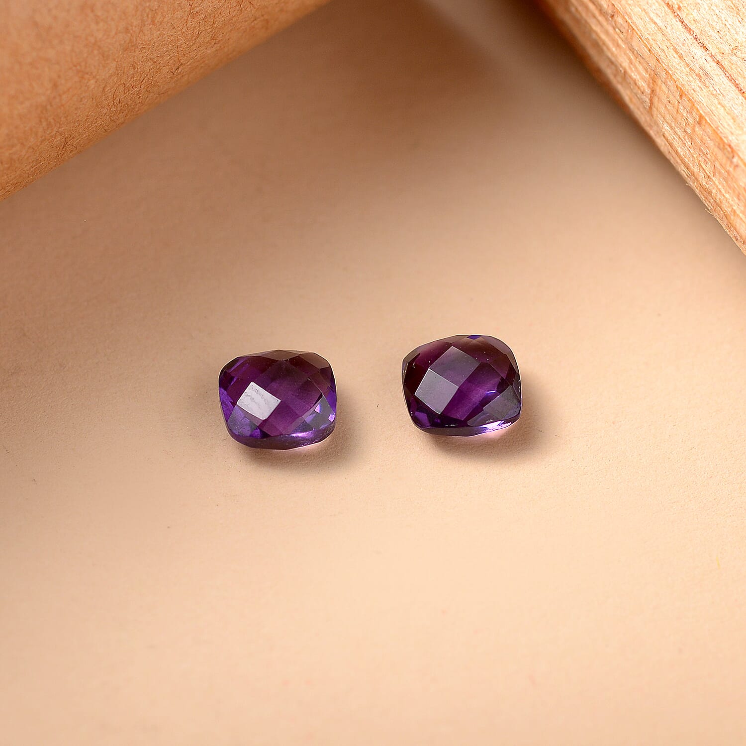Set Of 2 African Amethyst Cushion Cut 6X6 mm Gemstone, 1.88 Ct