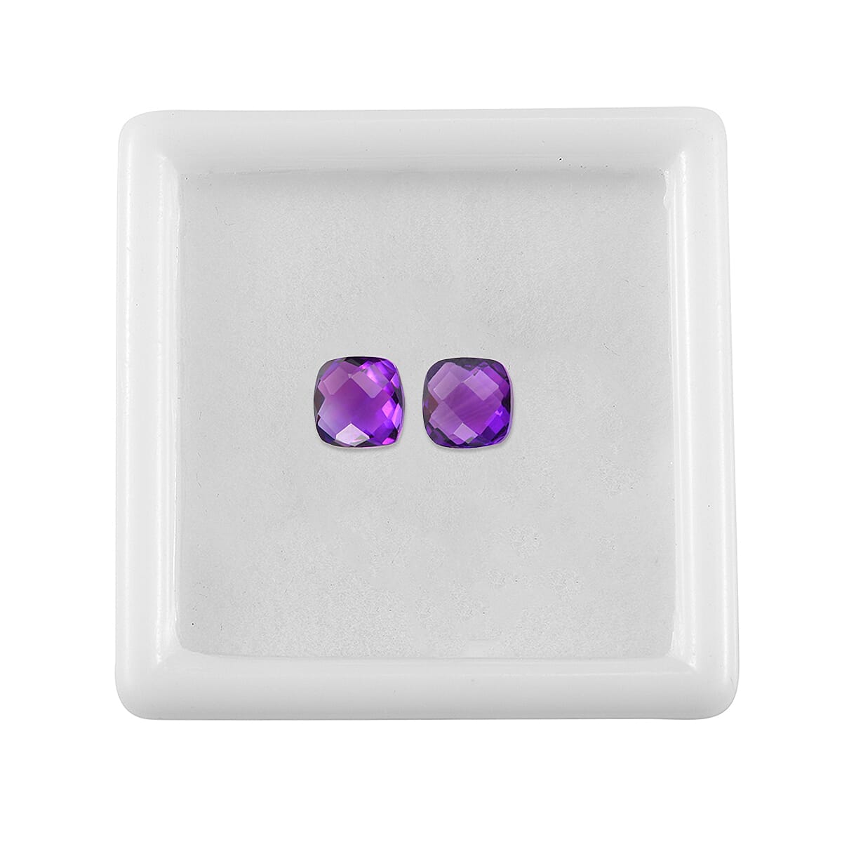 Set Of 2 African Amethyst Cushion Cut 6X6 mm Gemstone, 1.88 Ct
