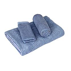 LIVMORE Set of 3 Bamboo Towels - Face Towel 33x34 CM, Hand Towel 33x73 CM, Bath Sheet 70x140 CM - Blue