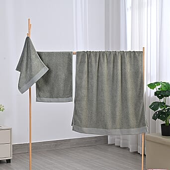 https://tjcuk.sirv.com/Products/85/0/8503653/LIVMORE-Bamboo-Patterned-Towel-Size-33x1-cm-Green-Pink_8503653_1.jpg?w=342&h=342