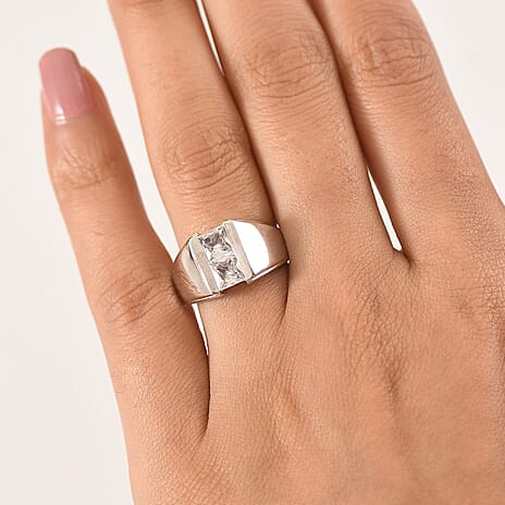 EverTrue - White Cubic Zirconia Band Ring in Yellow Gold Tone 1.84  Ct.