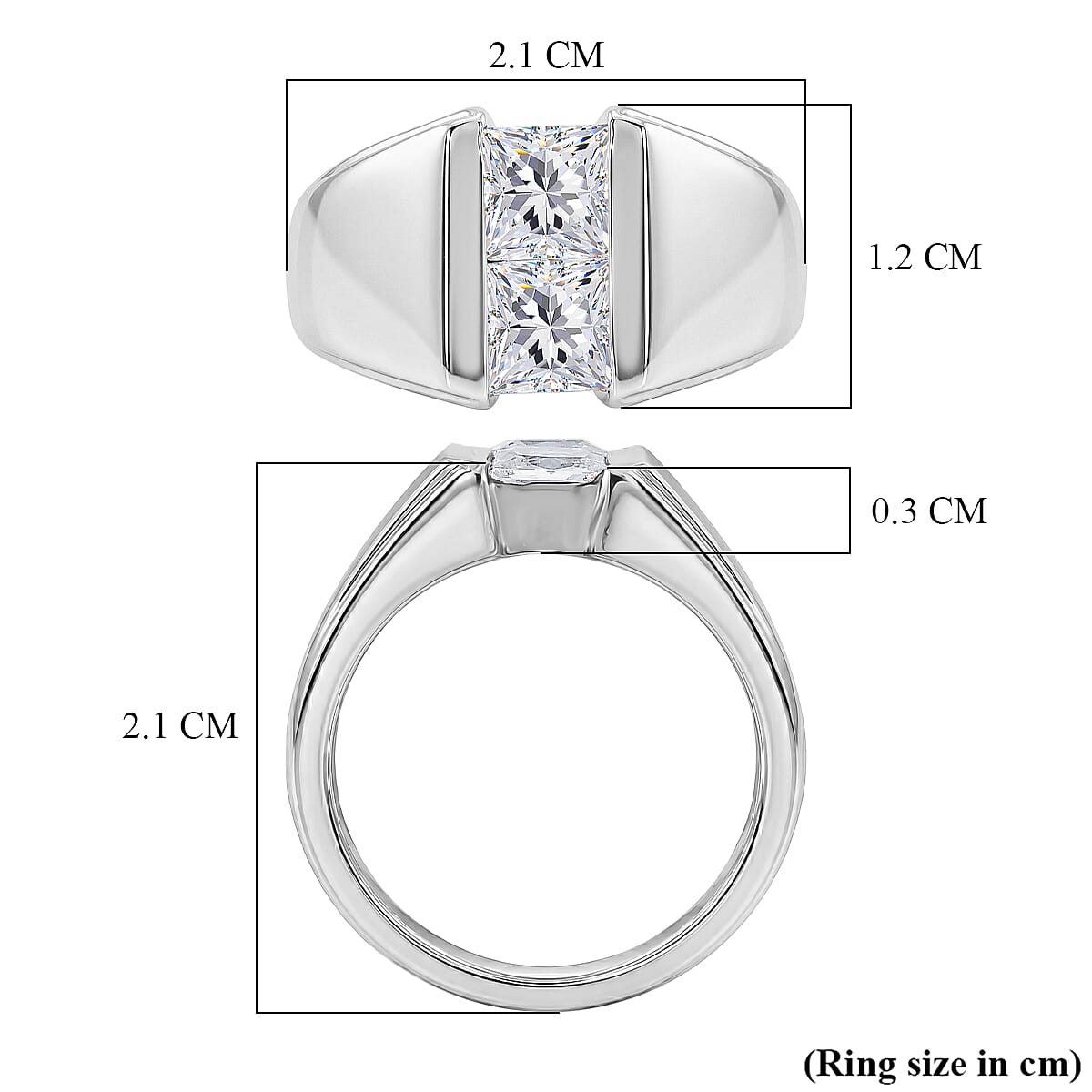 EverTrue White Cubic Zirconia Fancy Ring Pure Yellow Brass  1.844  Ct.