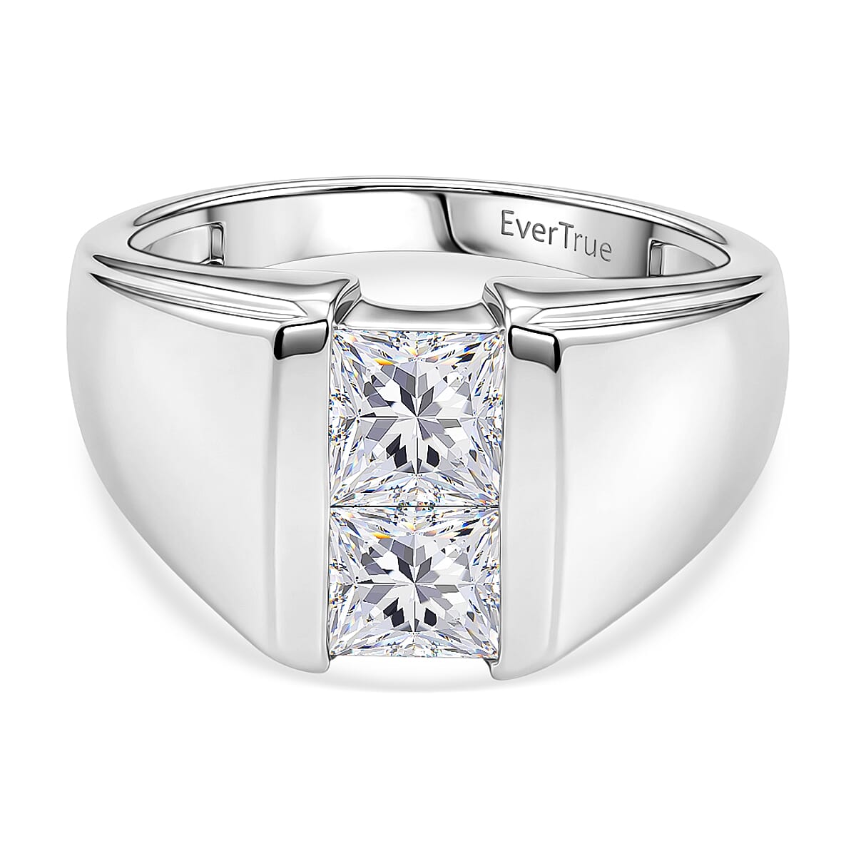 EverTrue White Cubic Zirconia Fancy Ring Pure Yellow Brass 1.844 Ct.