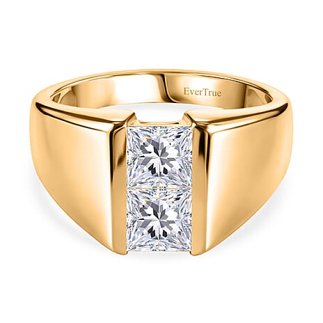 EverTrue - White Cubic Zirconia Band Ring in Yellow Gold Tone 1.84  Ct.