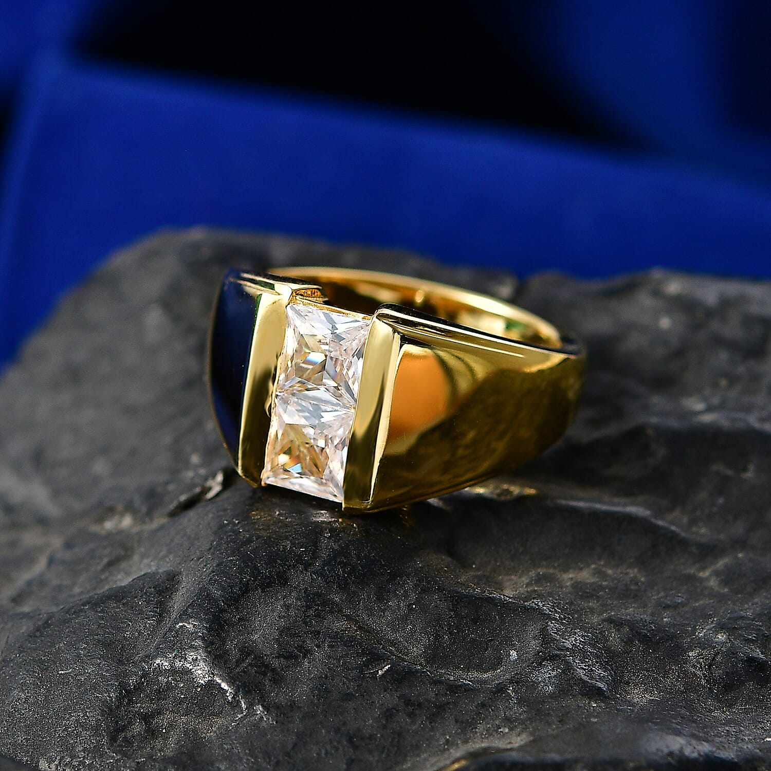 EverTrue White Cubic Zirconia Fancy Ring Pure Yellow Brass 1.844 Ct.