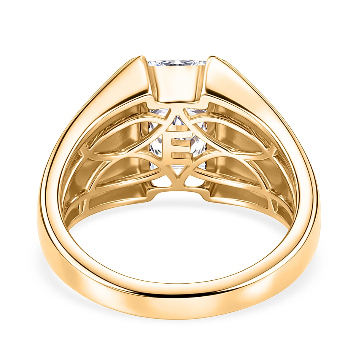 EverTrue White Cubic Zirconia Fancy Ring Pure Yellow Brass 1.844 Ct.