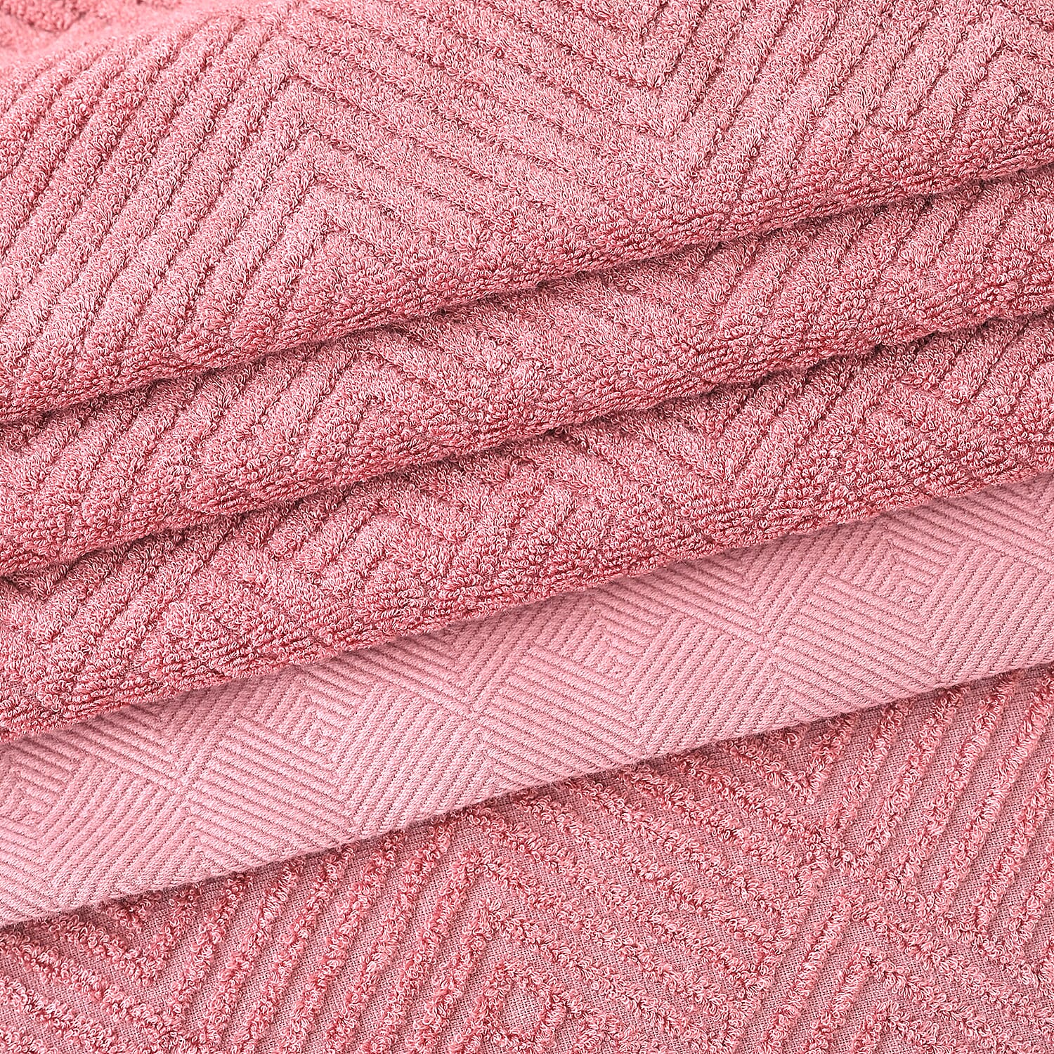 LIVMORE Bamboo Patterned Towel (Size 33x1 cm) - Pink & Pink