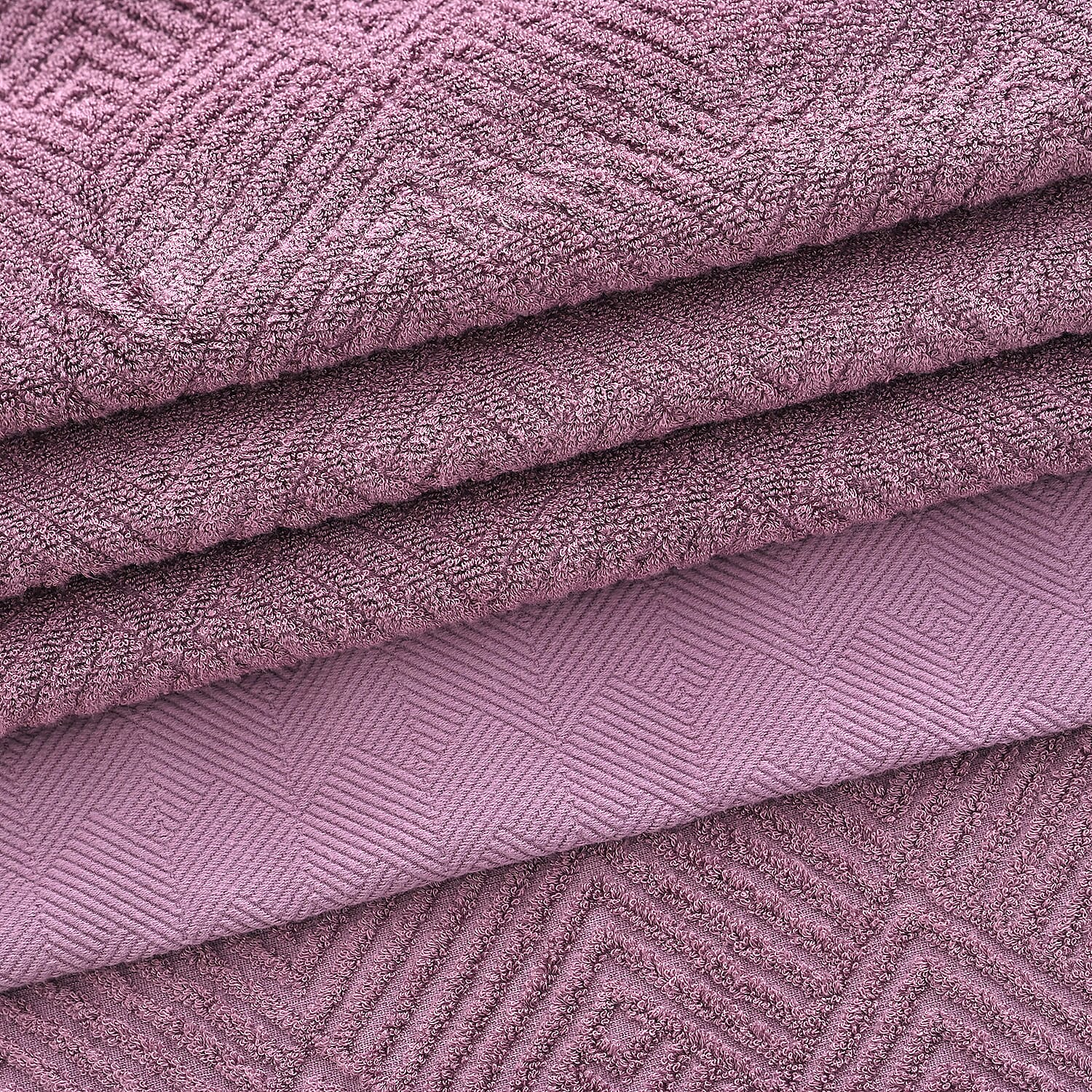 LIVMORE Bamboo Patterned Towel (Size 33x1 cm) - Purple & Pink