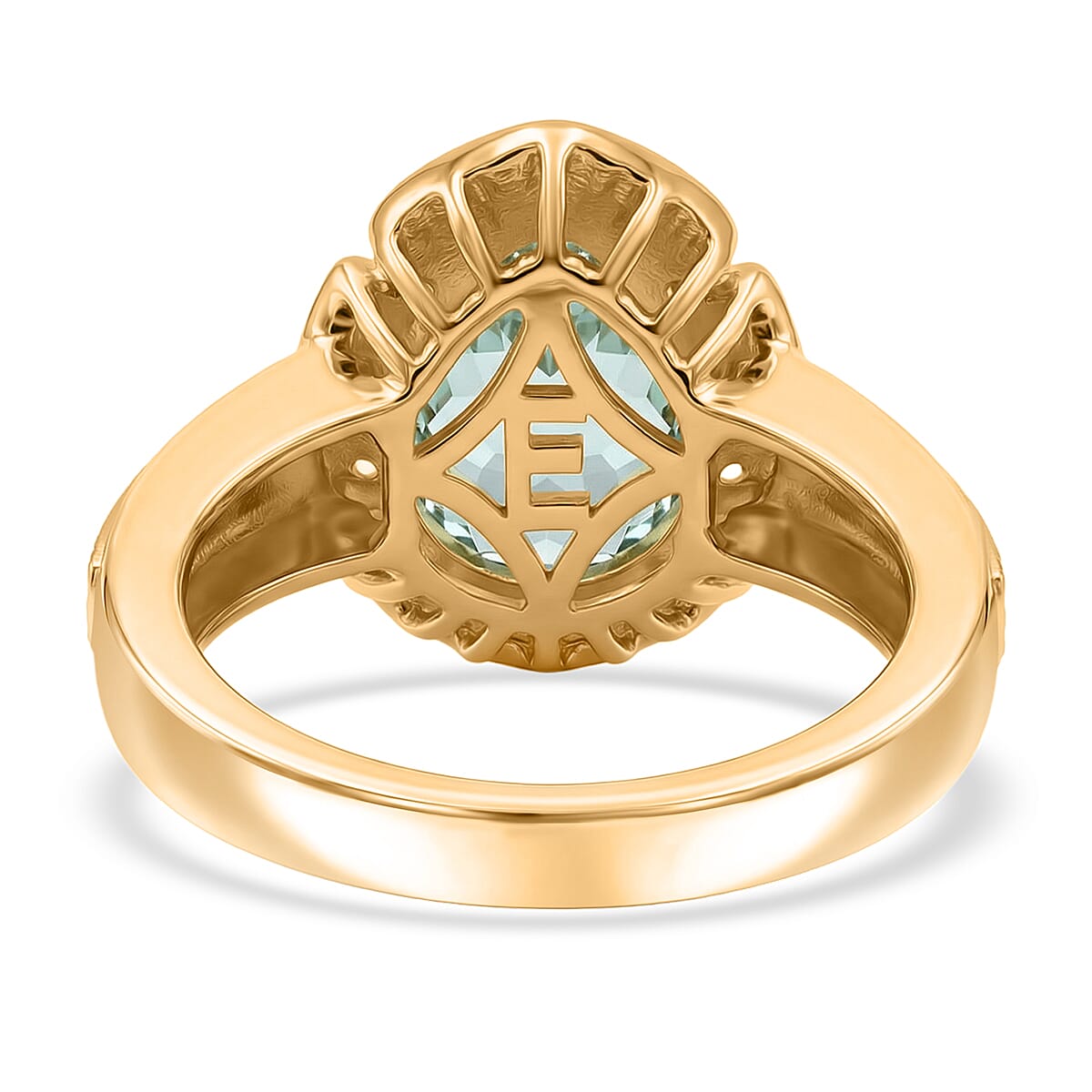 EverTrue - Skyblue Topaz Pear Cut Solitaire Ring in Yellow Gold Tone 2.73 Ct.