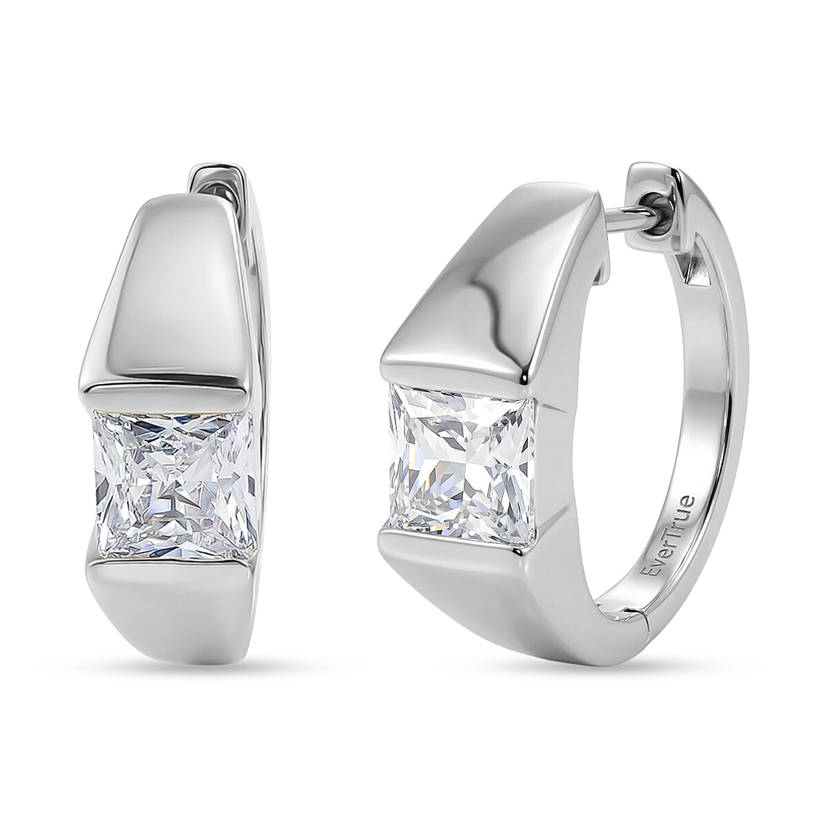 EverTrue - White Cubic Zirconia Full Hoop Earring in Yellow Gold Tone 3.50 Ct.