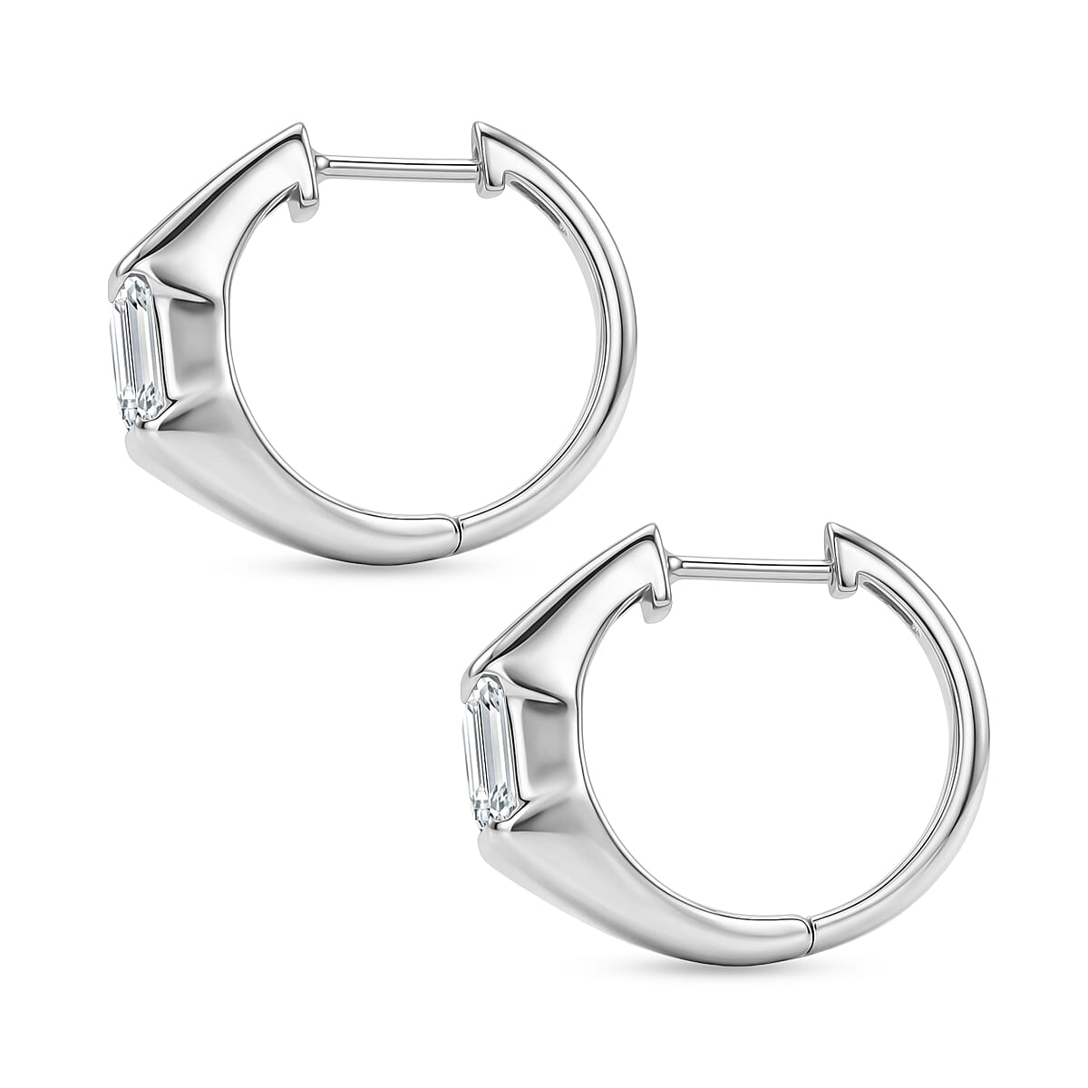 EverTrue - White Cubic Zirconia Full Hoop Earring in Yellow Gold Tone 3.50 Ct.