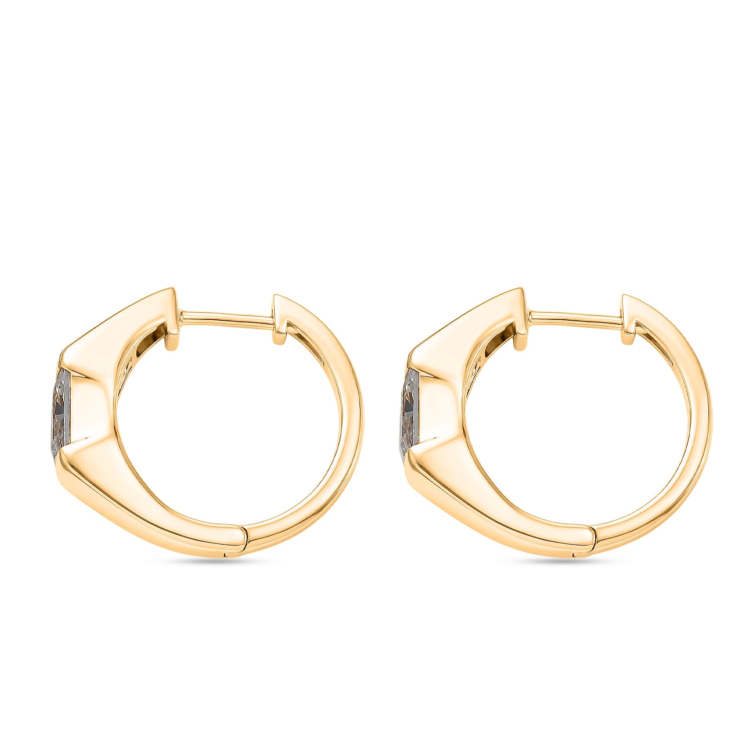 EverTrue - White Cubic Zirconia Full Hoop Earring in Yellow Gold Tone 3.50 Ct.