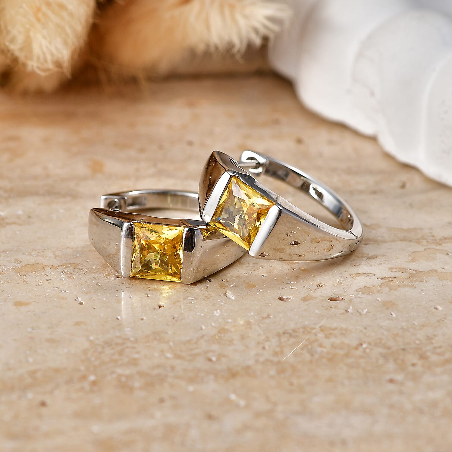 EverTrue - Yellow Cubic Zirconia Full Hoop Earring 3.50 Ct.