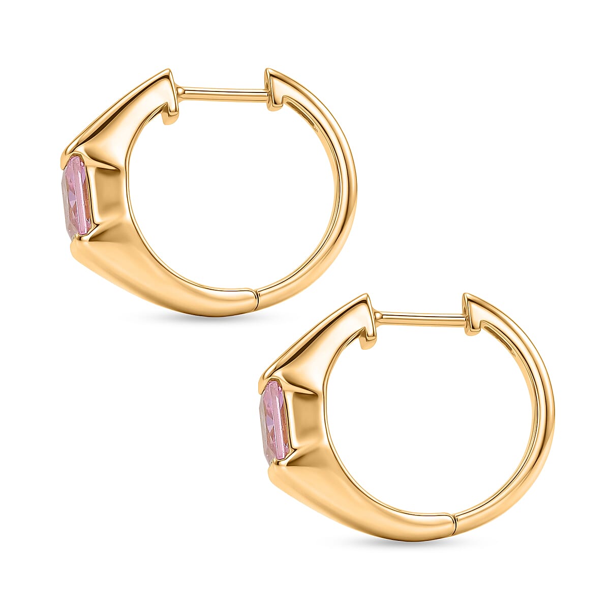 EverTrue - Pink Cubic Zirconia Full Hoop Earring in Yellow Gold Tone 3.60 Ct.