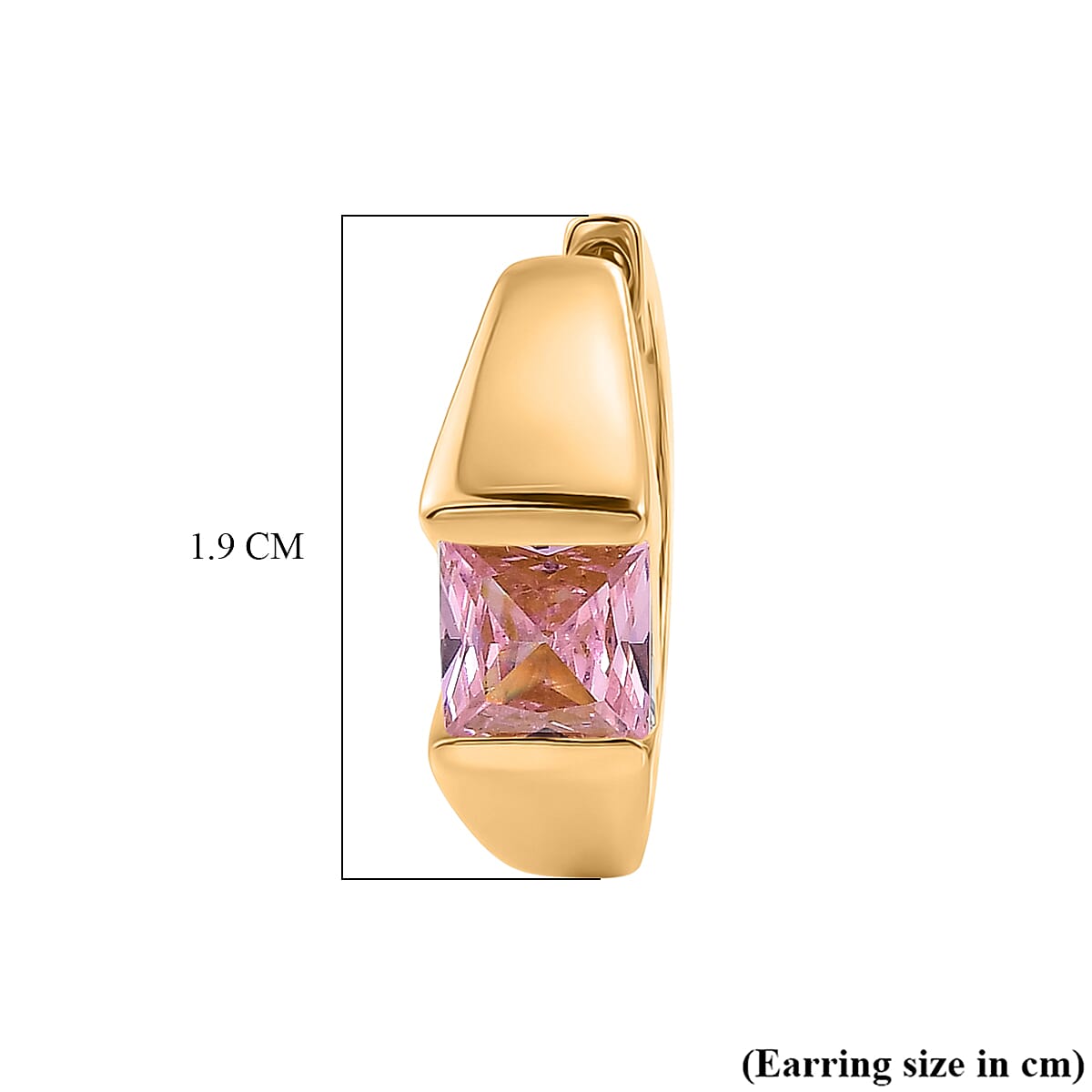 EverTrue - Pink Cubic Zirconia Full Hoop Earring in Yellow Gold Tone 3.60 Ct.