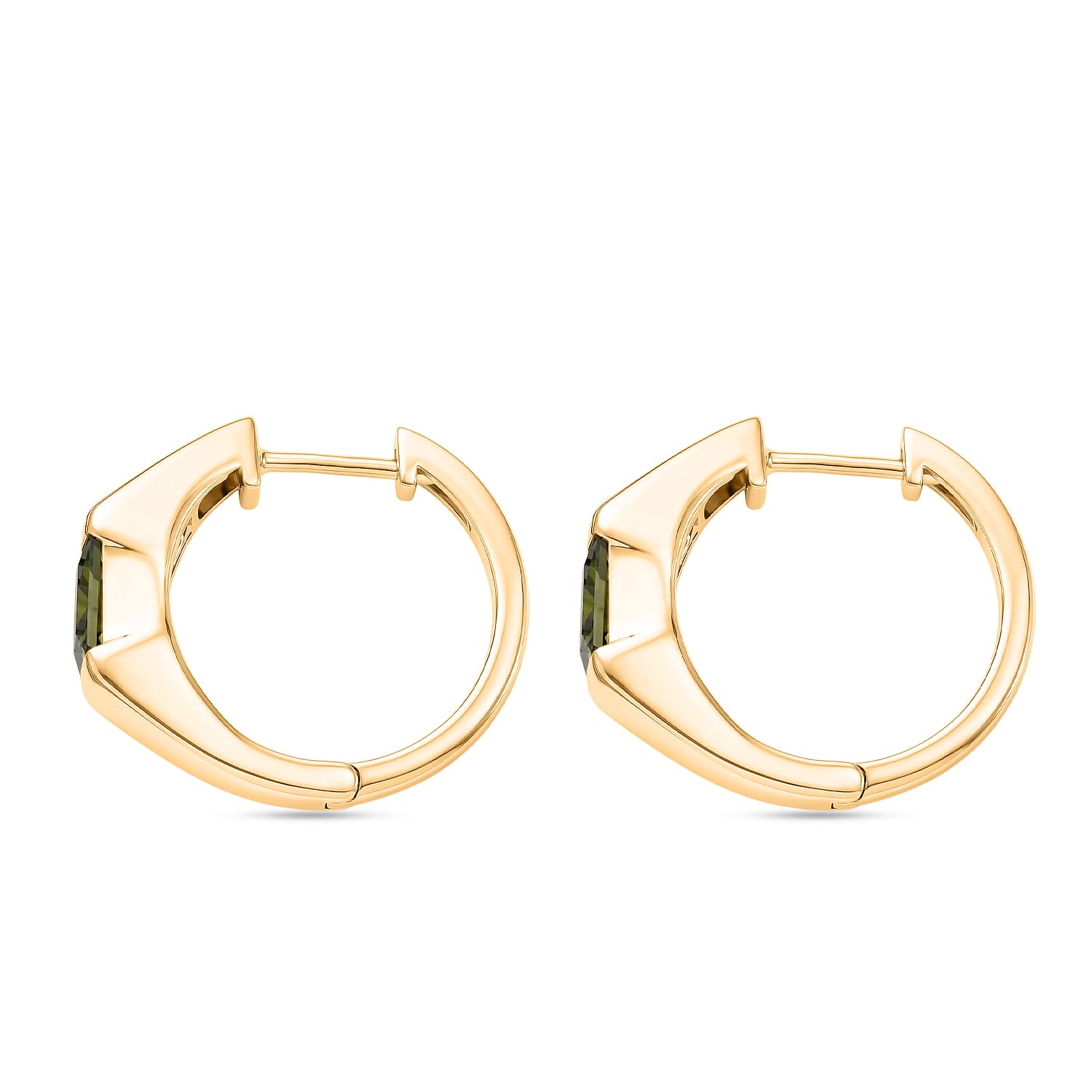 EverTrue - Green Cubic Zirconia Full Hoop Earring in Yellow Gold Tone 3.50 Ct.