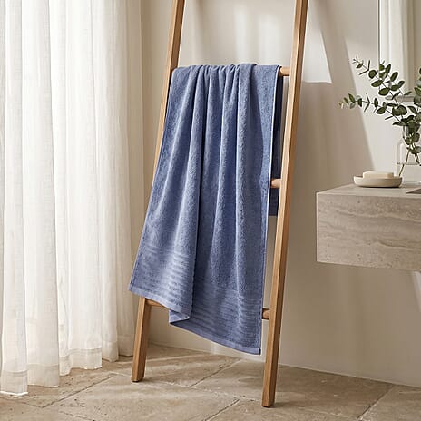 LIVMORE Premium Large Bamboo Bath Sheet (160 x 80cm) - Blue