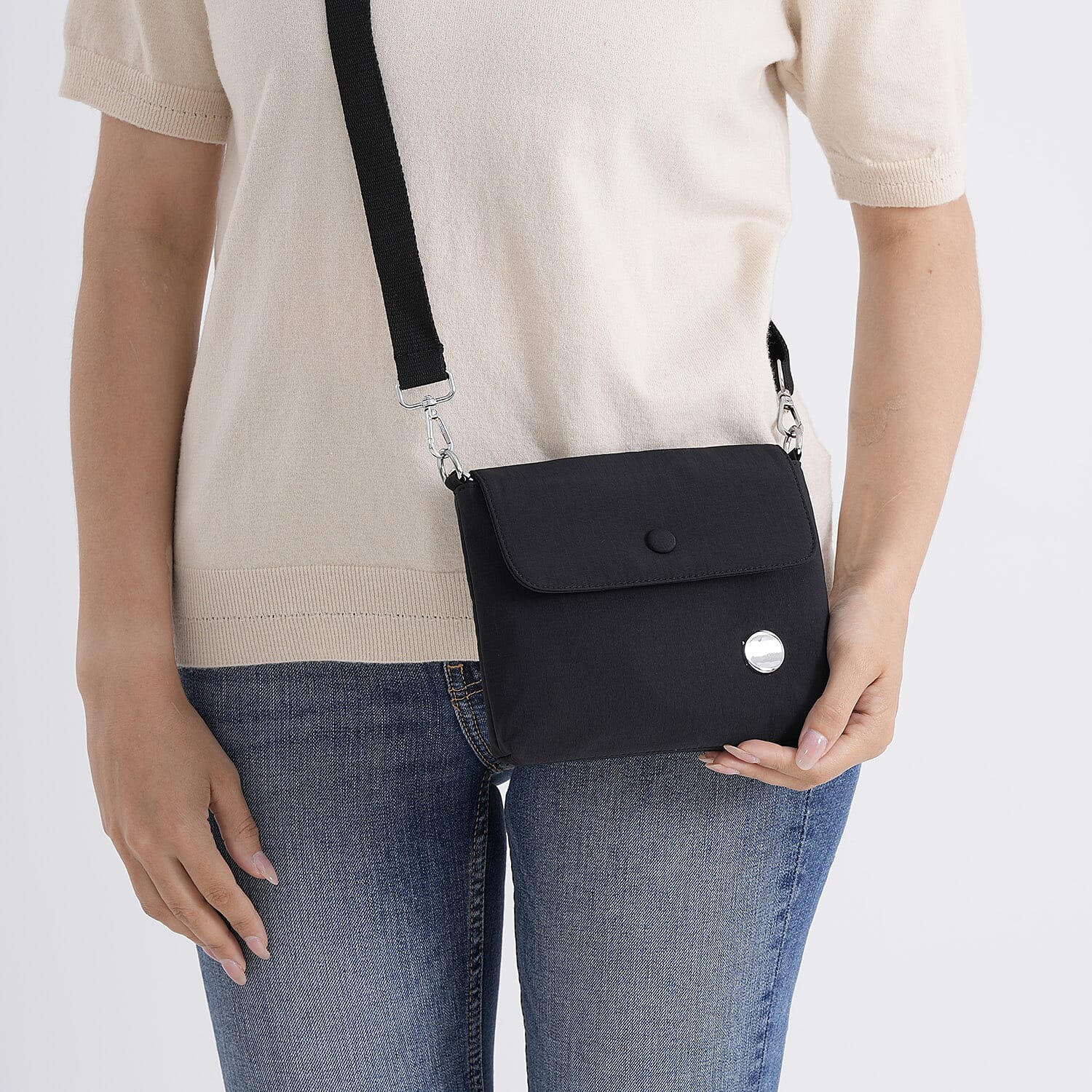 Sling Crossbody Messenger Bag - Black