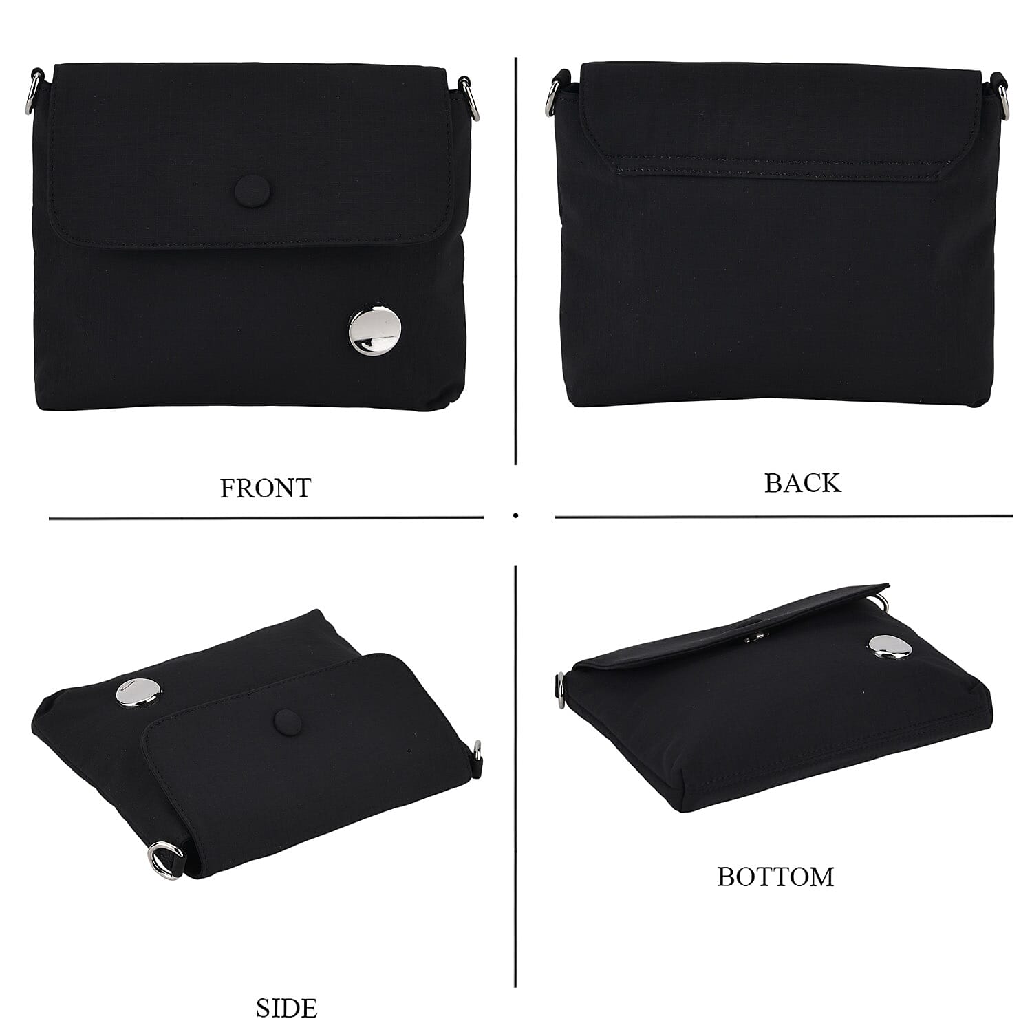 Sling Crossbody Messenger Bag - Black