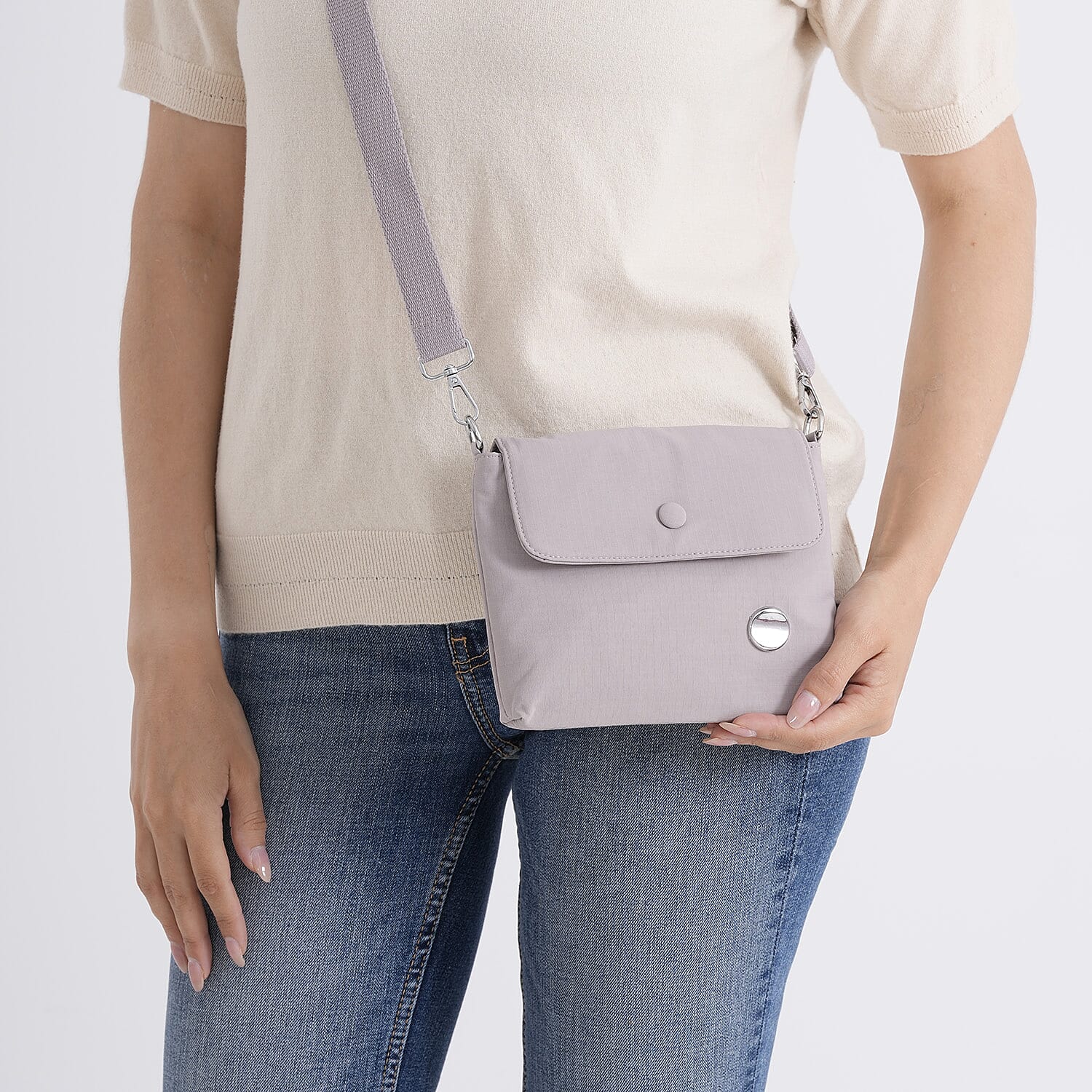 Sling Crossbody Messenger Bag - Light Grey