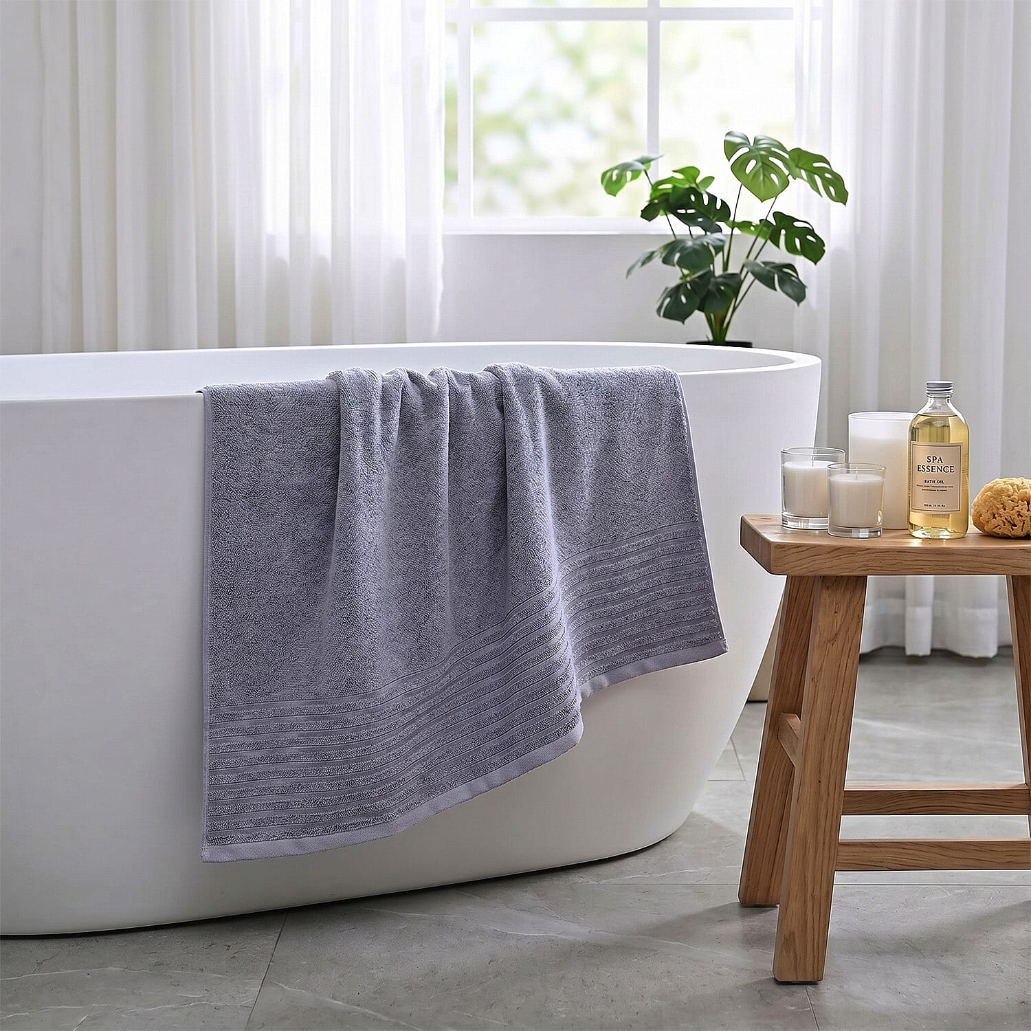 LIVMORE Premium Large Bamboo Bath Sheet (160 x 80cm) - Grey
