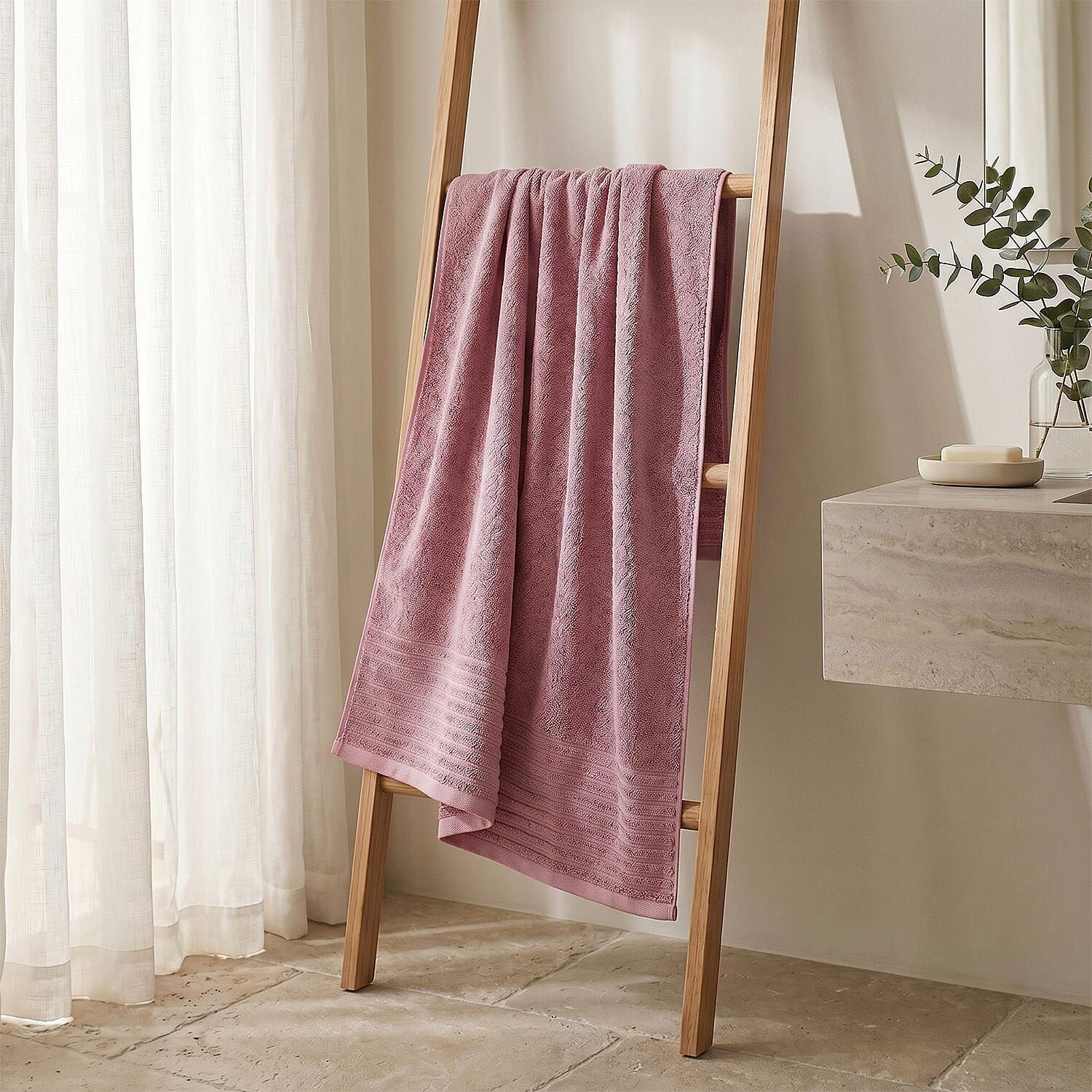 LIVMORE Premium Large Bamboo Bath Sheet (160 x 80cm) - Blush