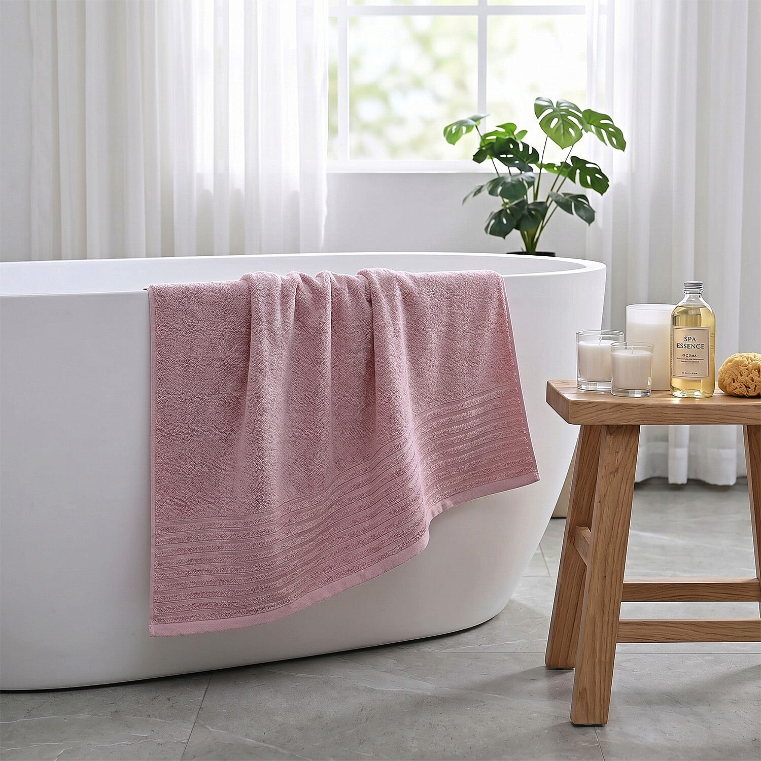 LIVMORE Premium Large Bamboo Bath Sheet (160 x 80cm) - Blush