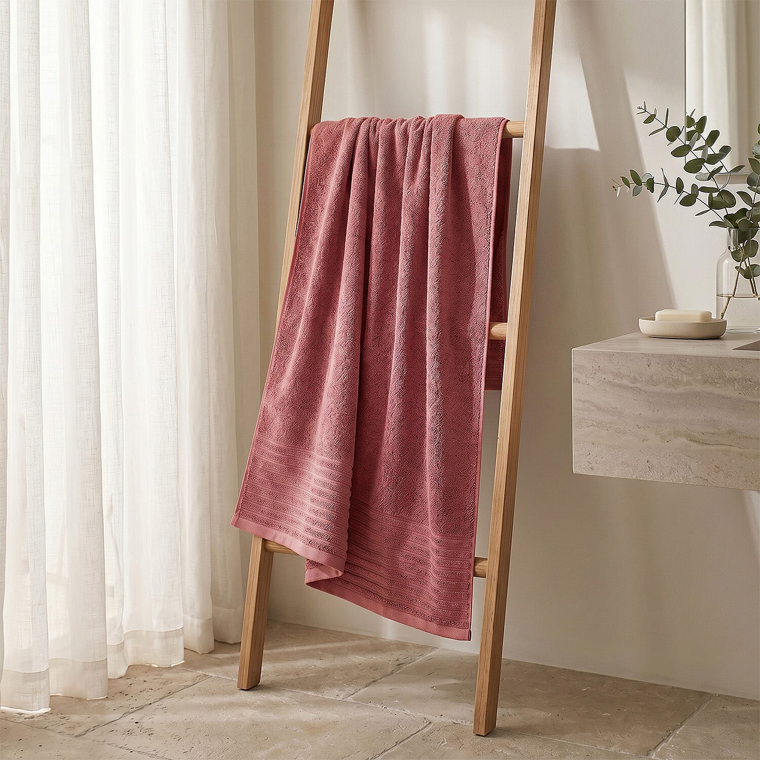LIVMORE Premium Large Bamboo Bath Sheet (160 x 80cm) - Rose