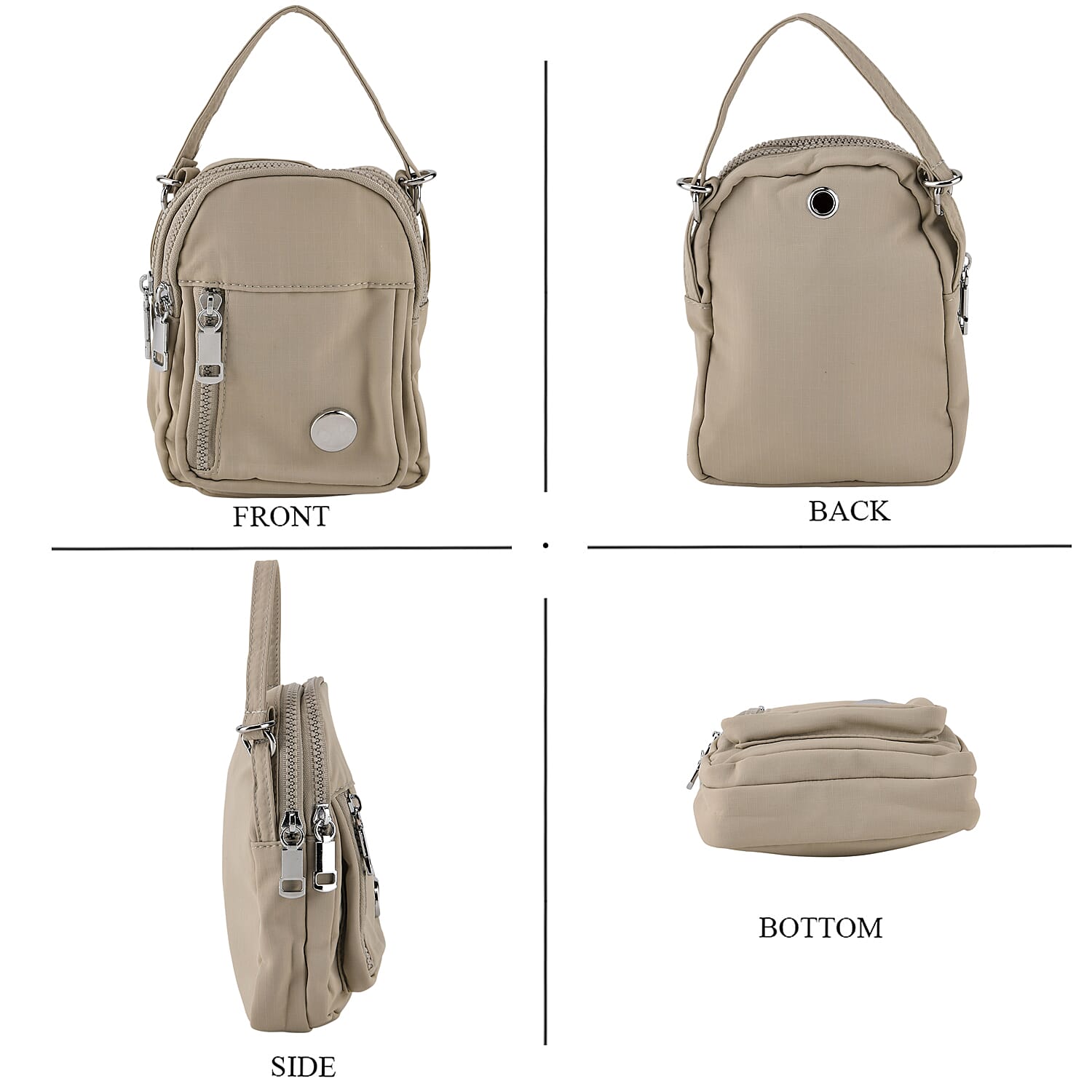 Multi-Pocket Crossbody Messenger Bag with Top Handle - Light Green