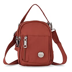 Multi-Pocket Crossbody Messenger Bag with Top Handle - Red