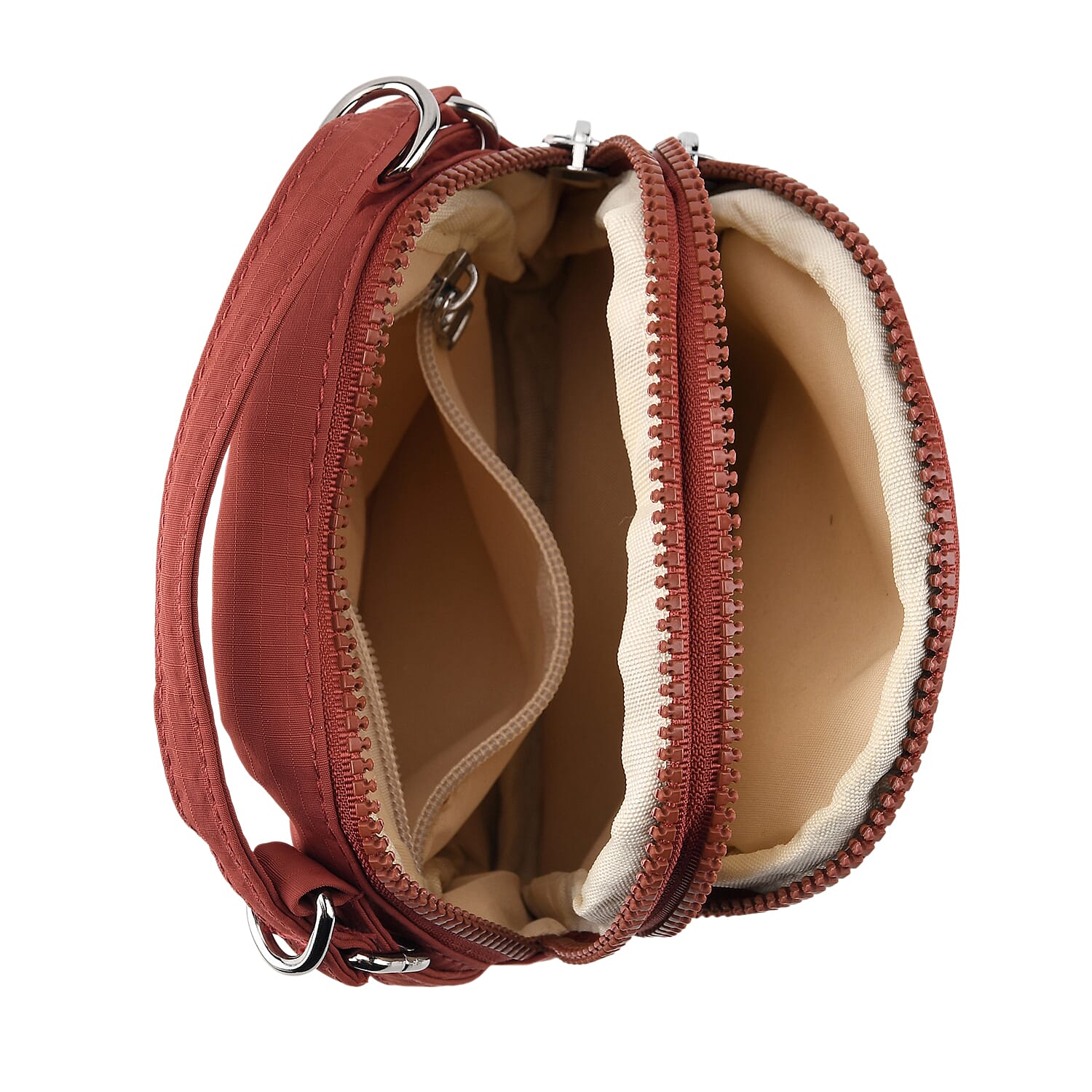 Multi-Pocket Crossbody Messenger Bag with Top Handle - Red