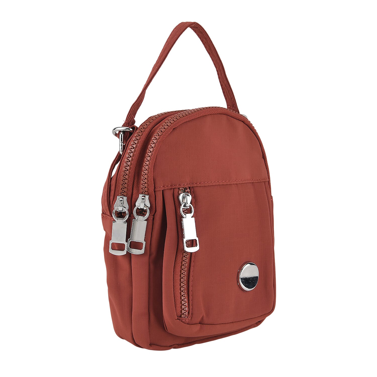 Multi-Pocket Crossbody Messenger Bag with Top Handle - Red