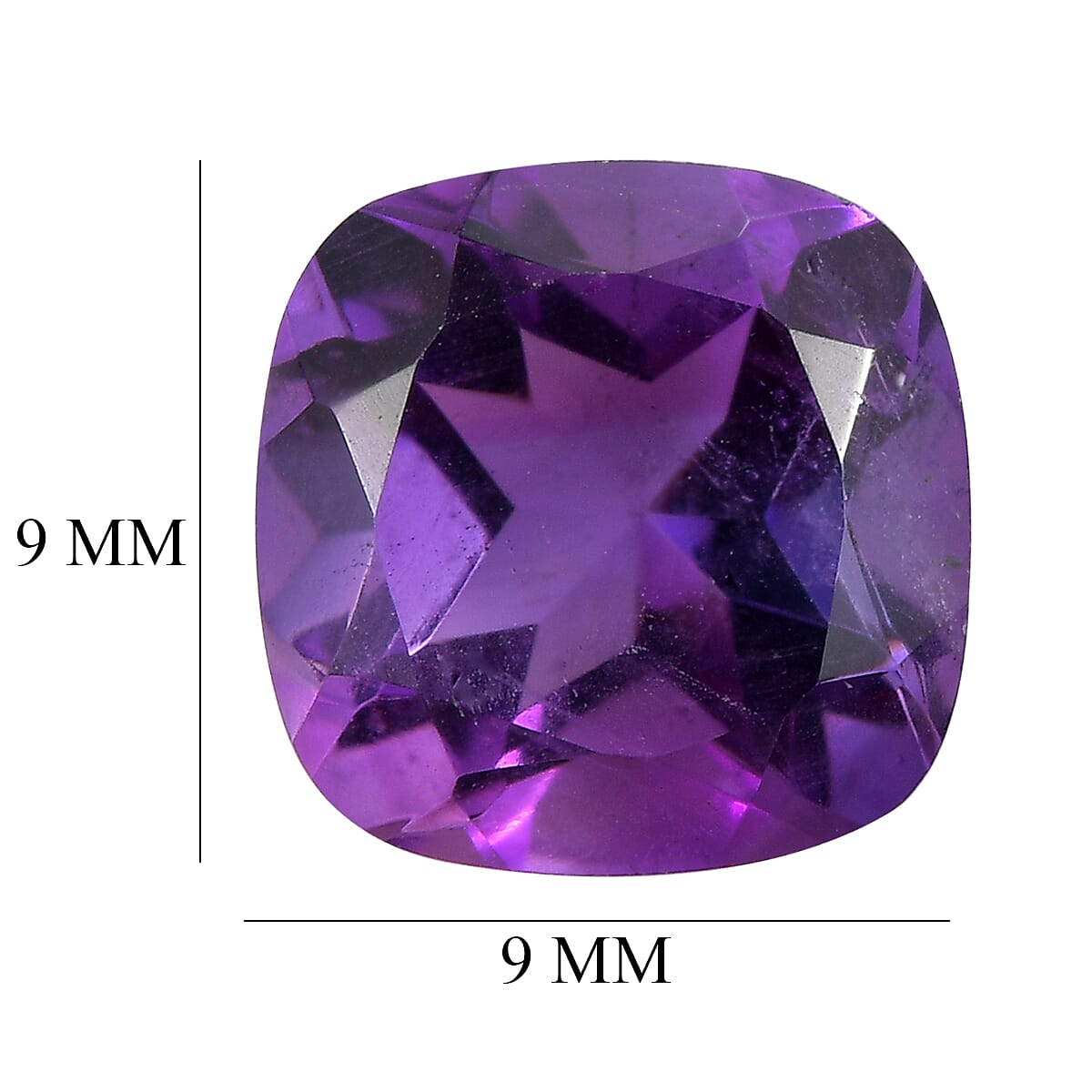 African Amethyst Cushion Cut 9X9 mm Gemstone, 2.87 Ct