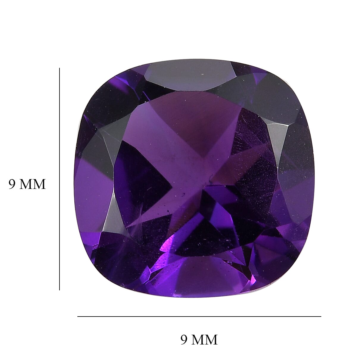 African Amethyst Cushion Cut 9X9 mm Gemstone, 2.92 Ct