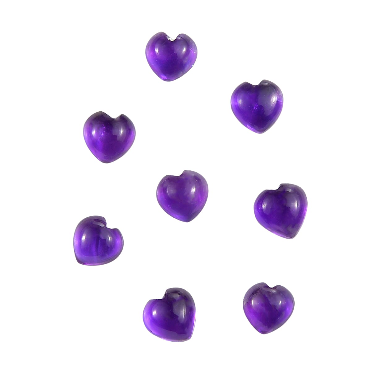 Set Of 8 African Amethyst Heart 4.5 mm Gemstone, 2.80 Ct