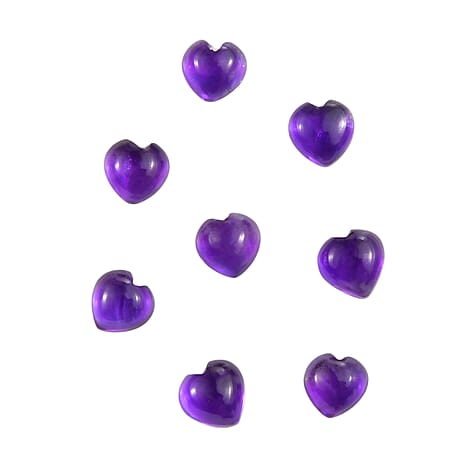 Set Of 8 African Amethyst Heart 4.5 mm Gemstone, 2.80 Ct