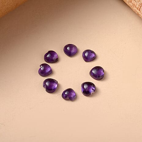 Set Of 8 African Amethyst Heart 4.5 mm Gemstone, 2.80 Ct