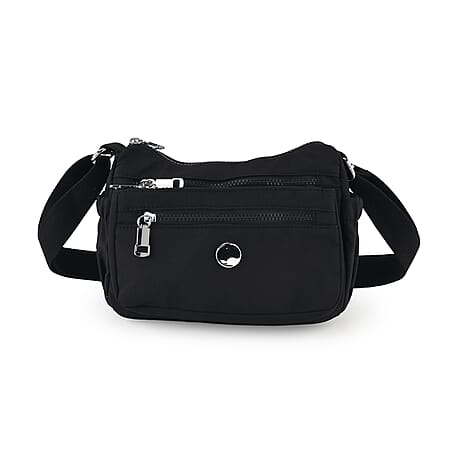 Multi Pocket Sling Crossbody Travel Messenger Shoulder Bag - Black
