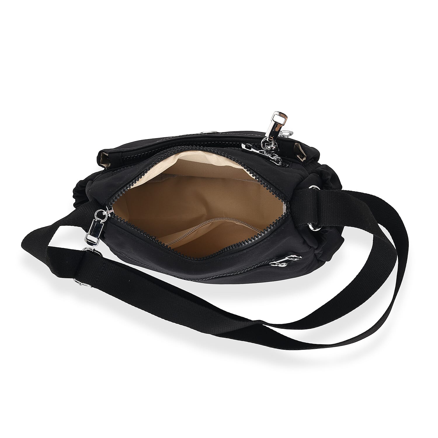 Multi Pocket Sling Crossbody Travel Messenger Shoulder Bag - Black