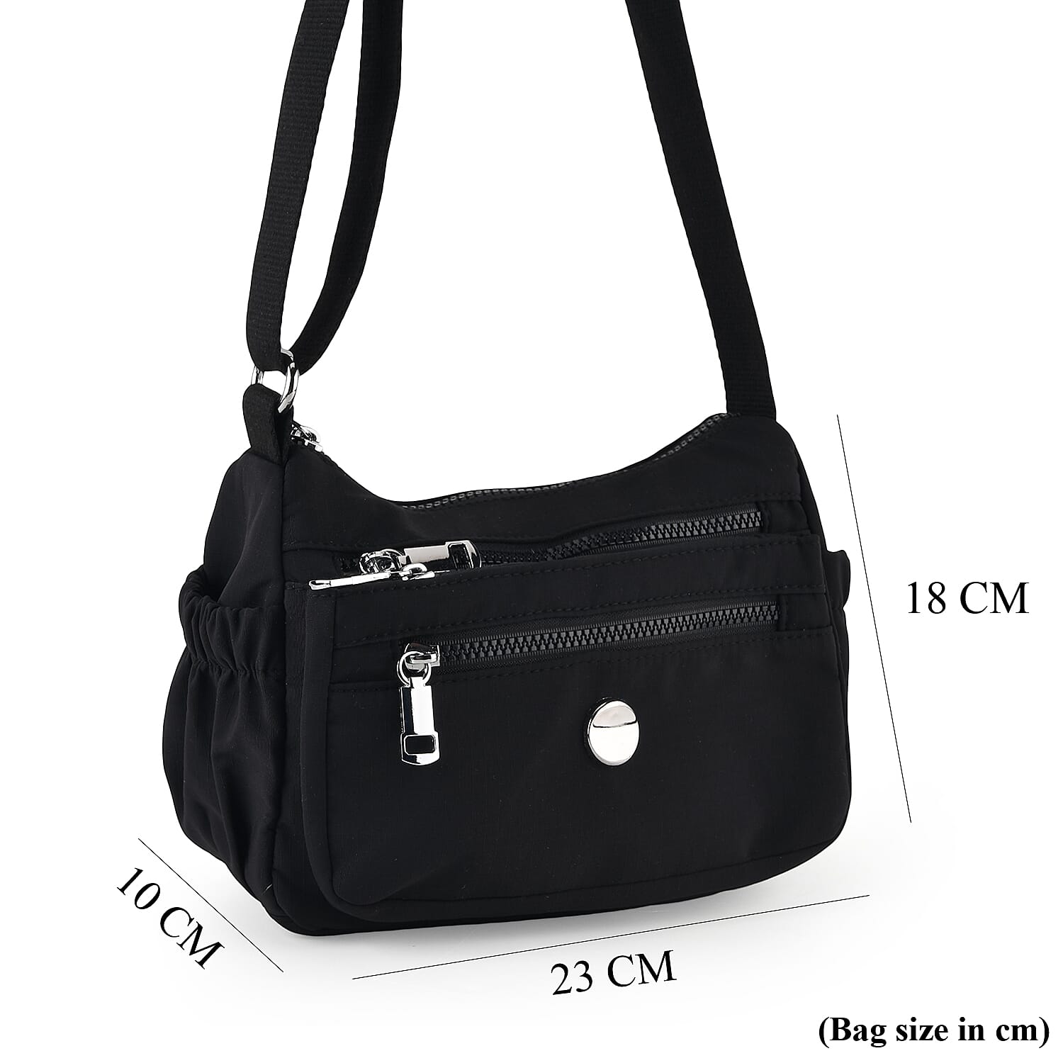 Multi Pocket Sling Crossbody Travel Messenger Shoulder Bag - Black