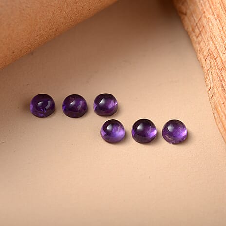 Set Of 6 African Amethyst Round 4.5 mm Gemstone, 2.54 Ct