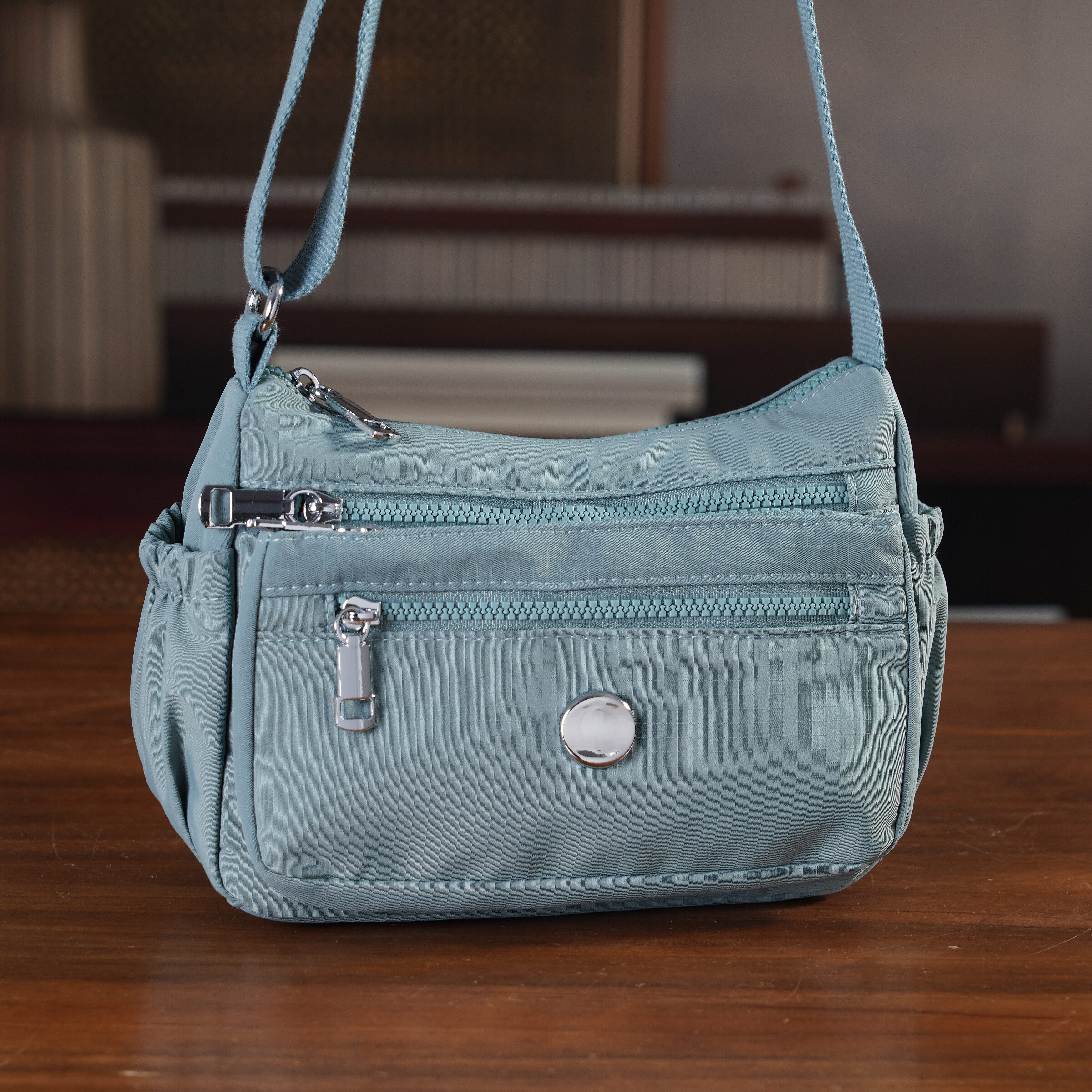 Multi Pocket Sling Crossbody Travel Messenger Shoulder Bag - Blue